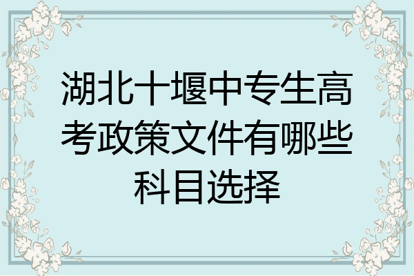 湖北十堰中专生高考政策文件有哪些科目选择