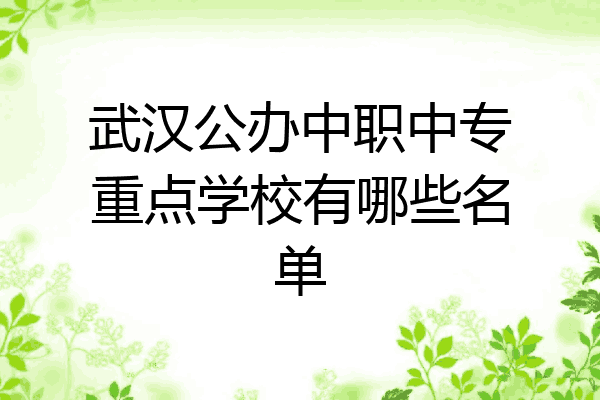 武汉公办中职中专重点学校有哪些名单