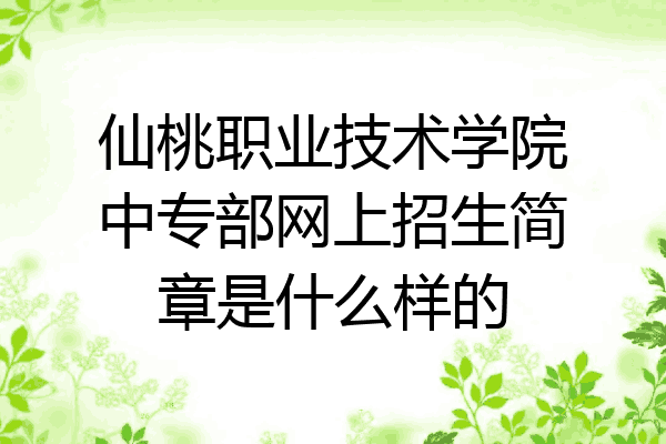 仙桃职业技术学院中专部网上招生简章是什么样的