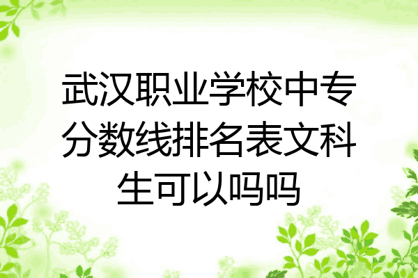 武汉职业学校中专分数线排名表文科生可以吗吗