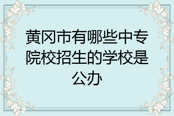 黄冈市有哪些中专院校招生的学校是公办