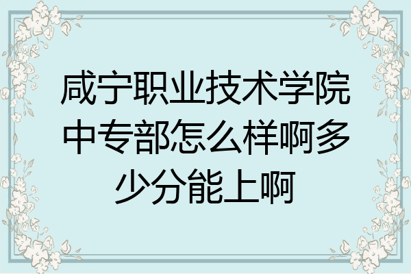 咸宁职业技术学院中专部怎么样啊多少分能上啊