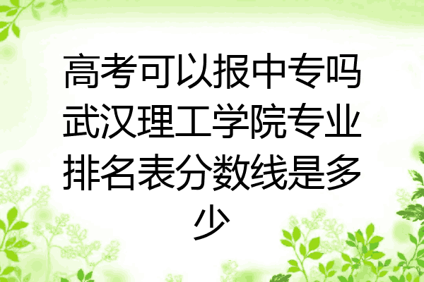高考可以报中专吗武汉理工学院专业排名表分数线是多少