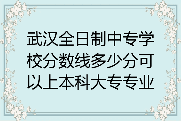 武汉全日制中专学校分数线多少分可以上本科大专专业