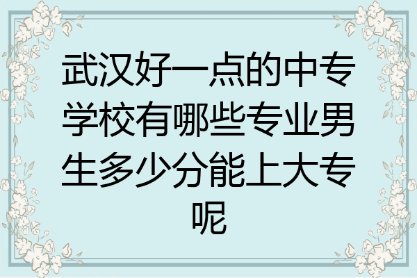 武汉好一点的中专学校有哪些专业男生多少分能上大专呢