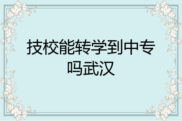 技校能转学到中专吗武汉