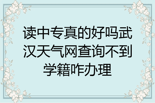 读中专真的好吗武汉天气网查询不到学籍咋办理