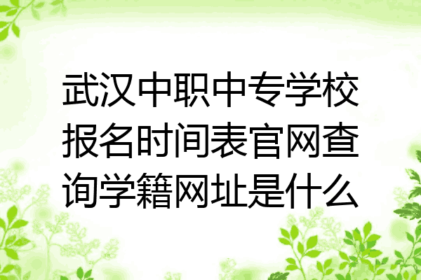 武汉中职中专学校报名时间表官网查询学籍网址是什么