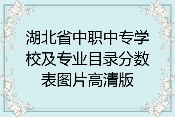 湖北省中职中专学校及专业目录分数表图片高清版