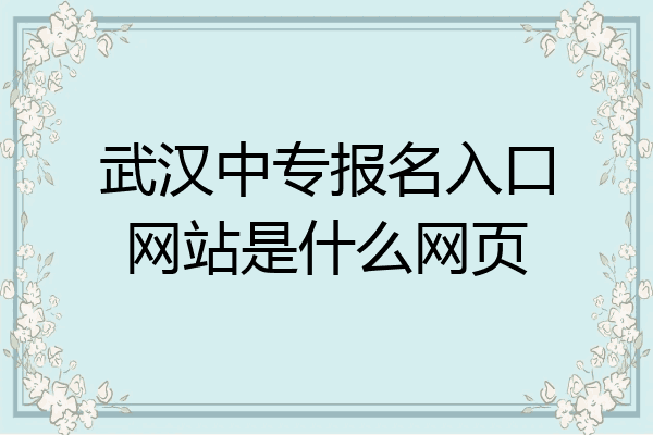 武汉中专报名入口网站是什么网页