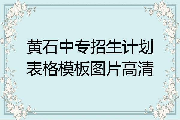 黄石中专招生计划表格模板图片高清
