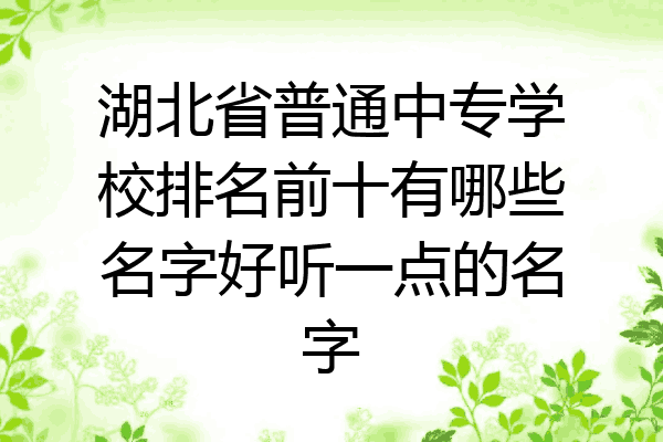 湖北省普通中专学校排名前十有哪些名字好听一点的名字