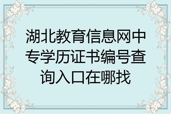 湖北教育信息网中专学历证书编号查询入口在哪找