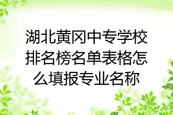 湖北黄冈中专学校排名榜名单表格怎么填报专业名称