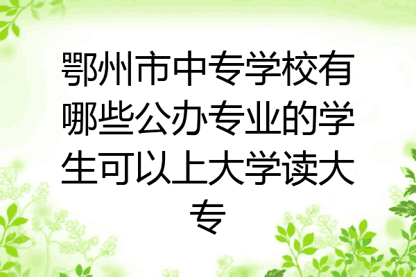 鄂州市中专学校有哪些公办专业的学生可以上大学读大专