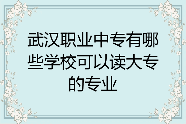 武汉职业中专有哪些学校可以读大专的专业
