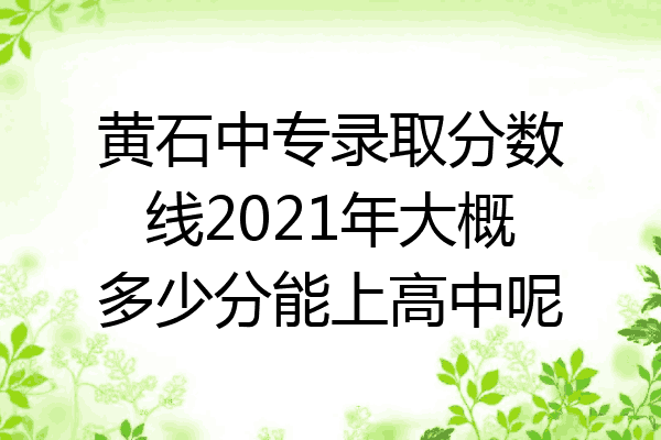 黄石中专录取分数线2021年大概多少分能上高中呢