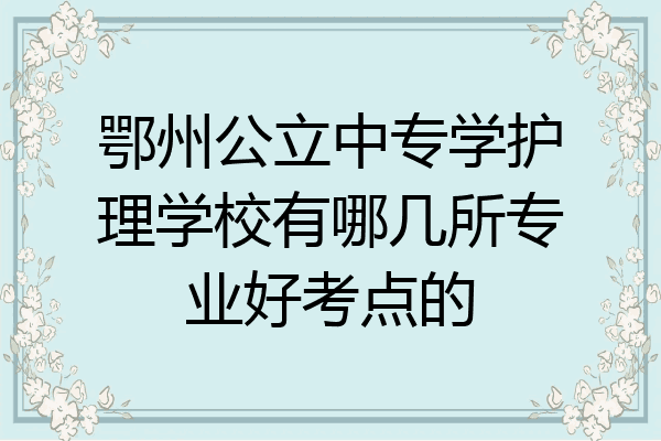 鄂州公立中专学护理学校有哪几所专业好考点的