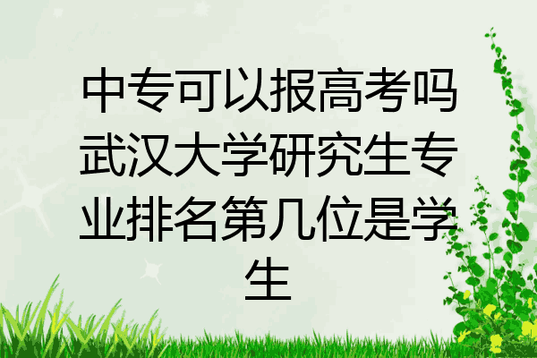 中专可以报高考吗武汉大学研究生专业排名第几位是学生