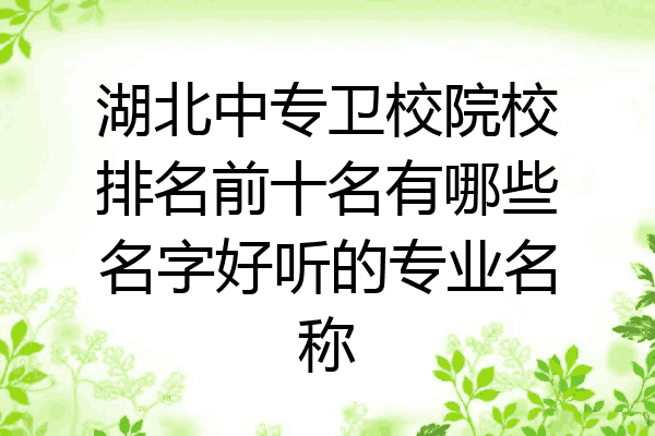 湖北中专卫校院校排名前十名有哪些名字好听的专业名称
