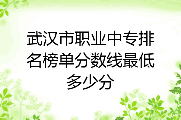 武汉市职业中专排名榜单分数线最低多少分