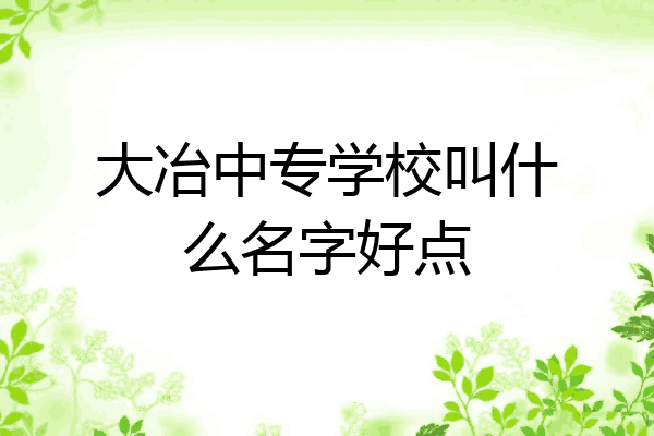 大冶中专学校叫什么名字好点