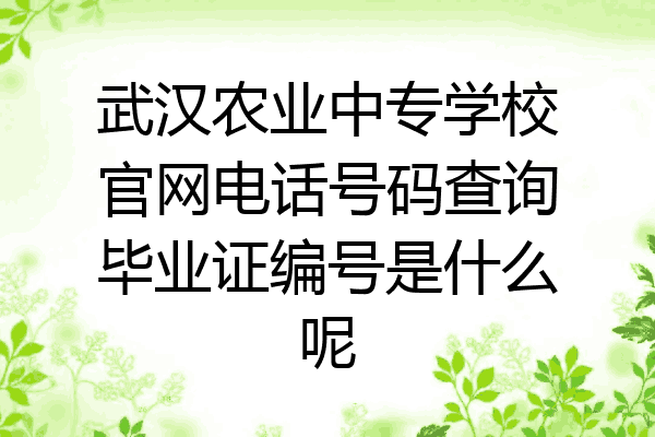 武汉农业中专学校官网电话号码查询毕业证编号是什么呢