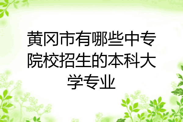 黄冈市有哪些中专院校招生的本科大学专业
