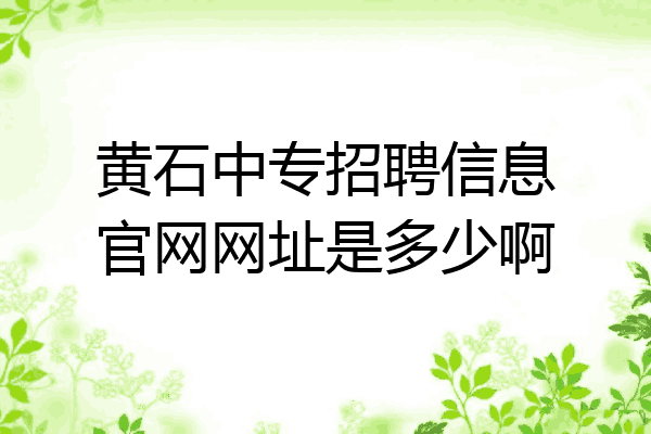 黄石中专招聘信息官网网址是多少啊