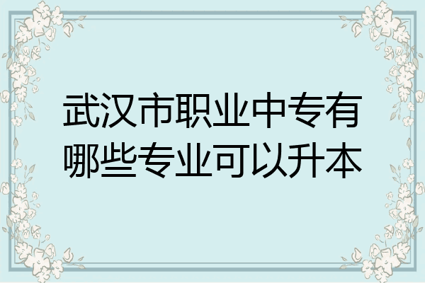 武汉市职业中专有哪些专业可以升本