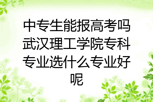 中专生能报高考吗武汉理工学院专科专业选什么专业好呢