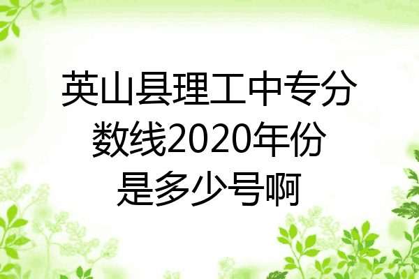 英山县理工中专分数线2020年份是多少号啊