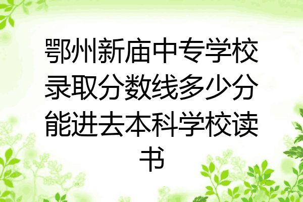 鄂州新庙中专学校录取分数线多少分能进去本科学校读书
