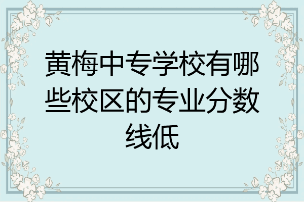黄梅中专学校有哪些校区的专业分数线低