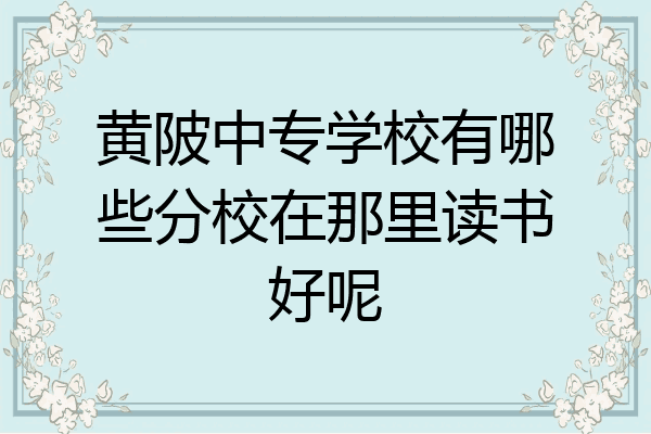 黄陂中专学校有哪些分校在那里读书好呢