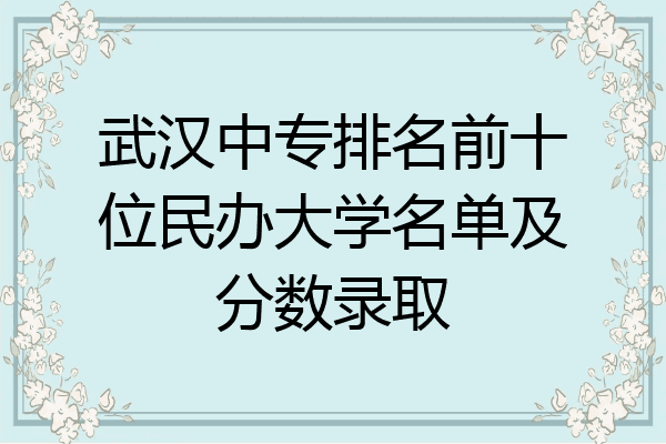 武汉中专排名前十位民办大学名单及分数录取