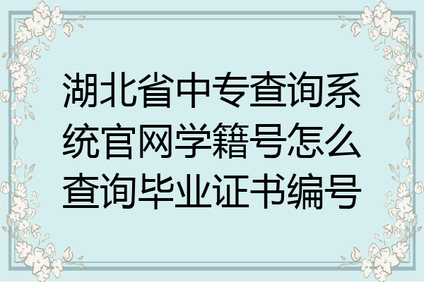 湖北省中专查询系统官网学籍号怎么查询毕业证书编号