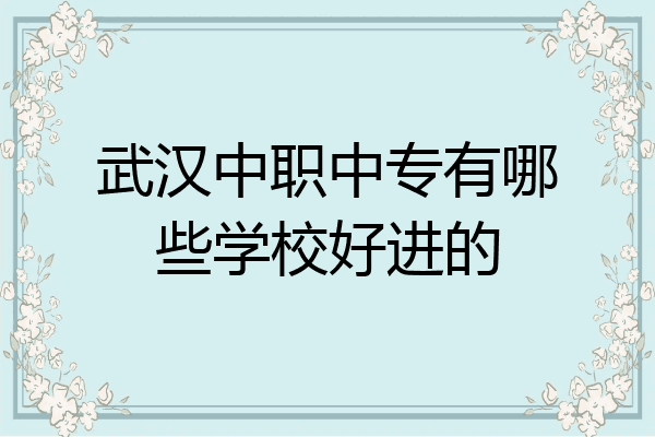武汉中职中专有哪些学校好进的
