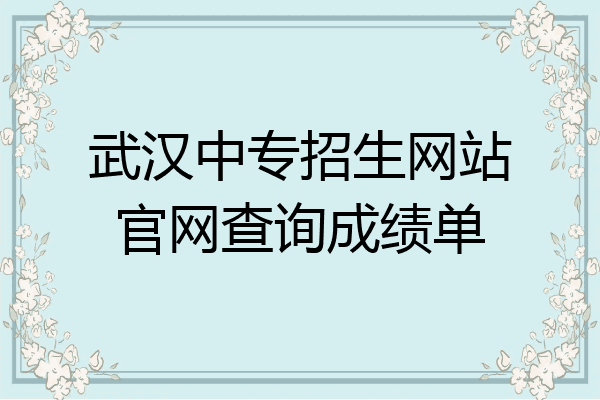 武汉中专招生网站官网查询成绩单