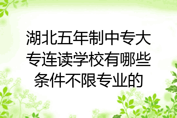 湖北五年制中专大专连读学校有哪些条件不限专业的
