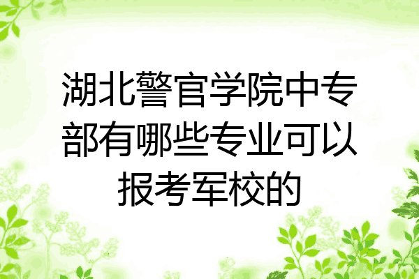 湖北警官学院中专部有哪些专业可以报考军校的