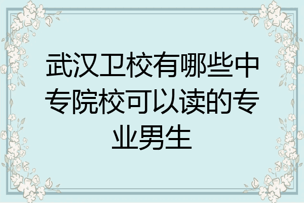 武汉卫校有哪些中专院校可以读的专业男生