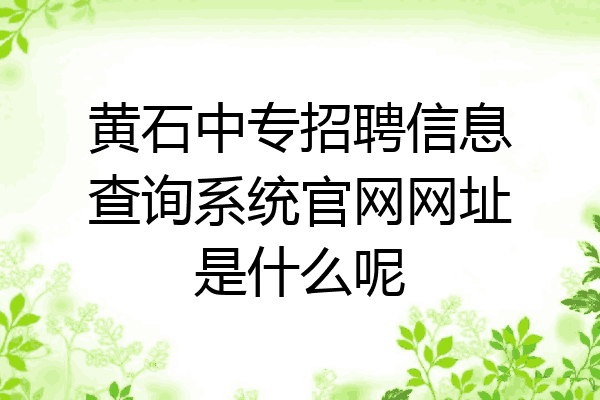 黄石中专招聘信息查询系统官网网址是什么呢