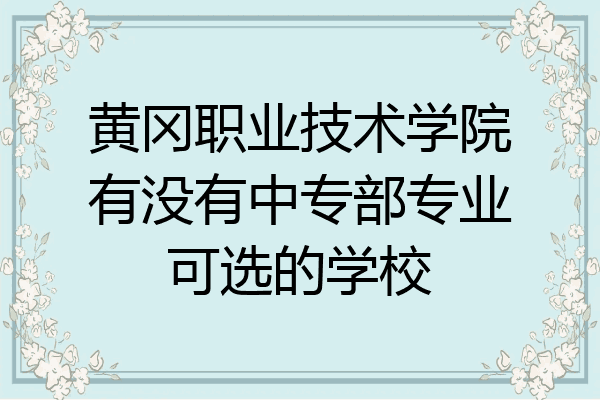 黄冈职业技术学院有没有中专部专业可选的学校