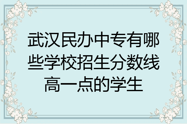 武汉民办中专有哪些学校招生分数线高一点的学生