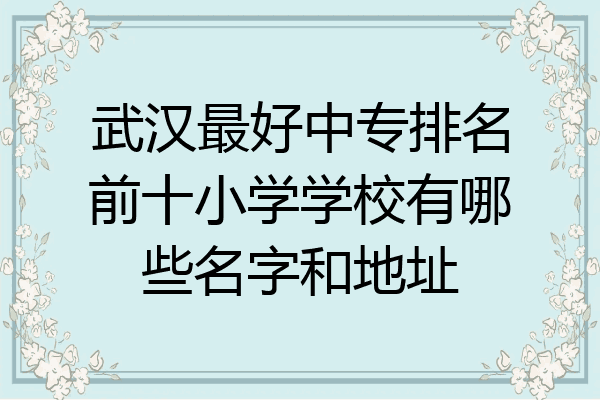 武汉最好中专排名前十小学学校有哪些名字和地址