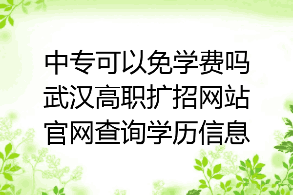 中专可以免学费吗武汉高职扩招网站官网查询学历信息