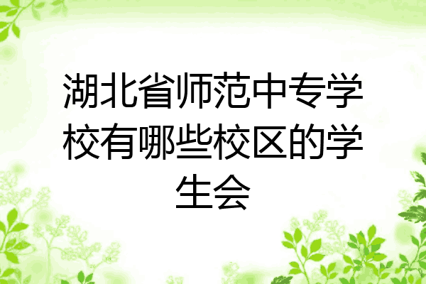 湖北省师范中专学校有哪些校区的学生会