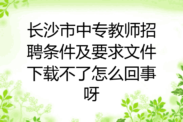 长沙市中专教师招聘条件及要求文件下载不了怎么回事呀