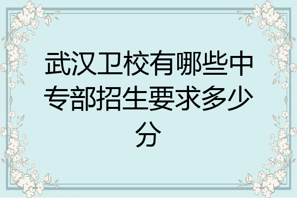 武汉卫校有哪些中专部招生要求多少分